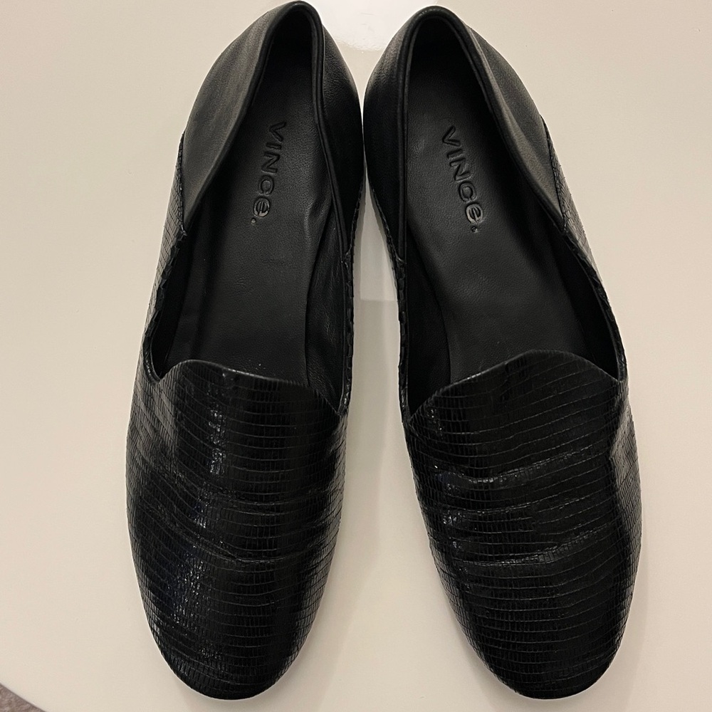 Vince Black Embossed Slip-On Shoes